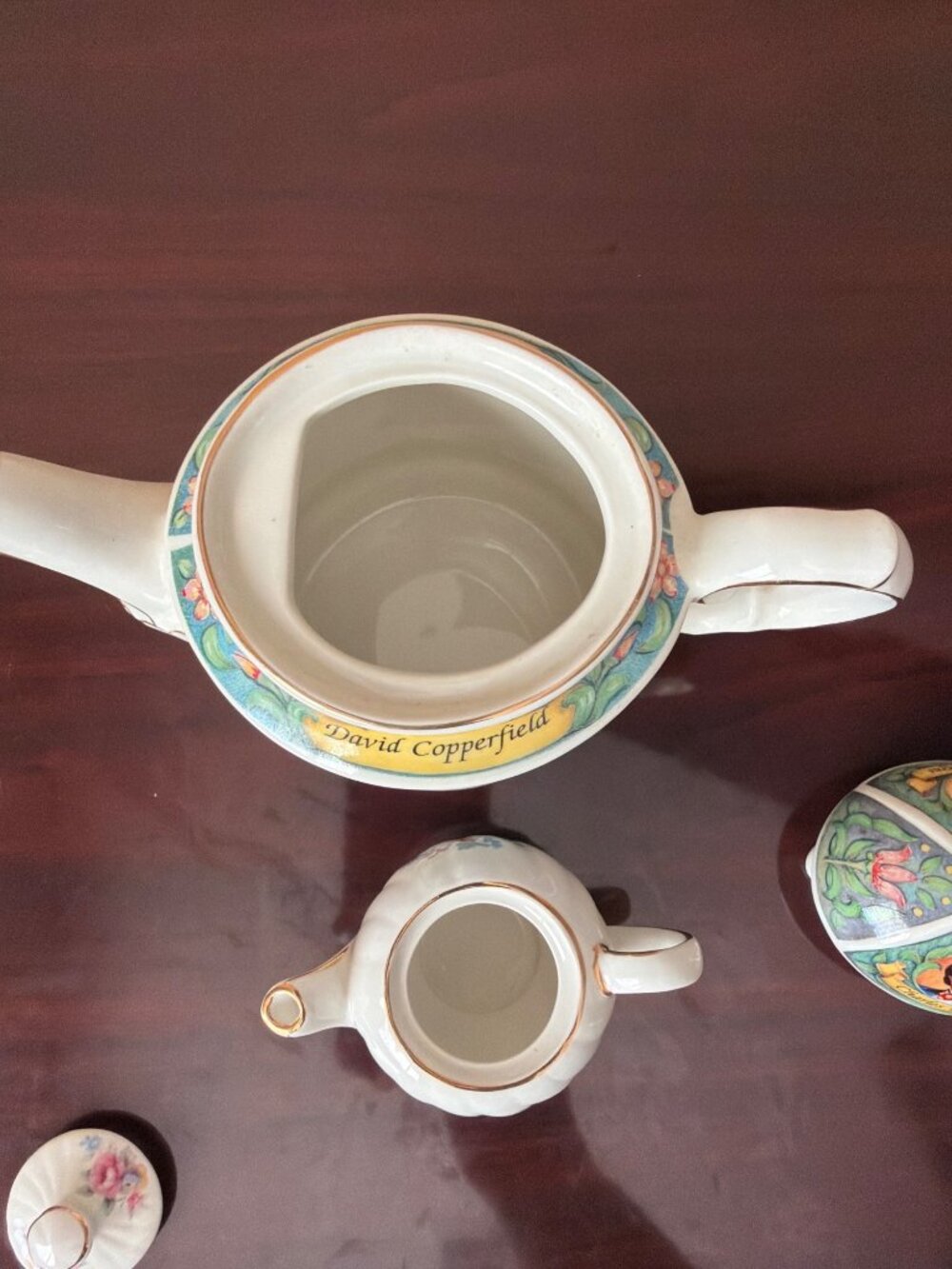 Set of 2 Vintage Sadler England Teapots David Copperfield & Floral Mini Teapot - Picture 5 of 16